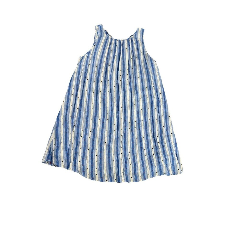 NWT Loft Dress XL Gauzy Crinkle Blue White Stripes Polka Dots